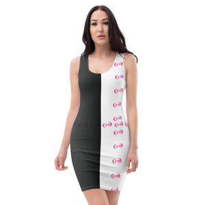 Pink & White Bubble Logo - BFW Black & White Form Fitting Dress