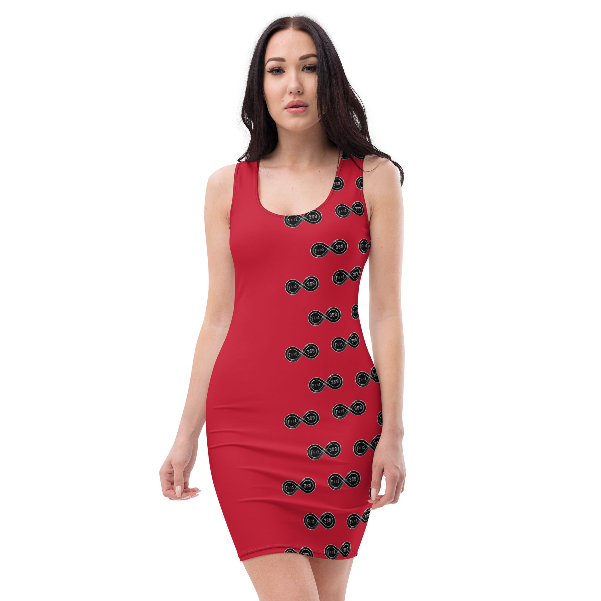 BFW Black & Silver Logo - Red Form Fitting Dress