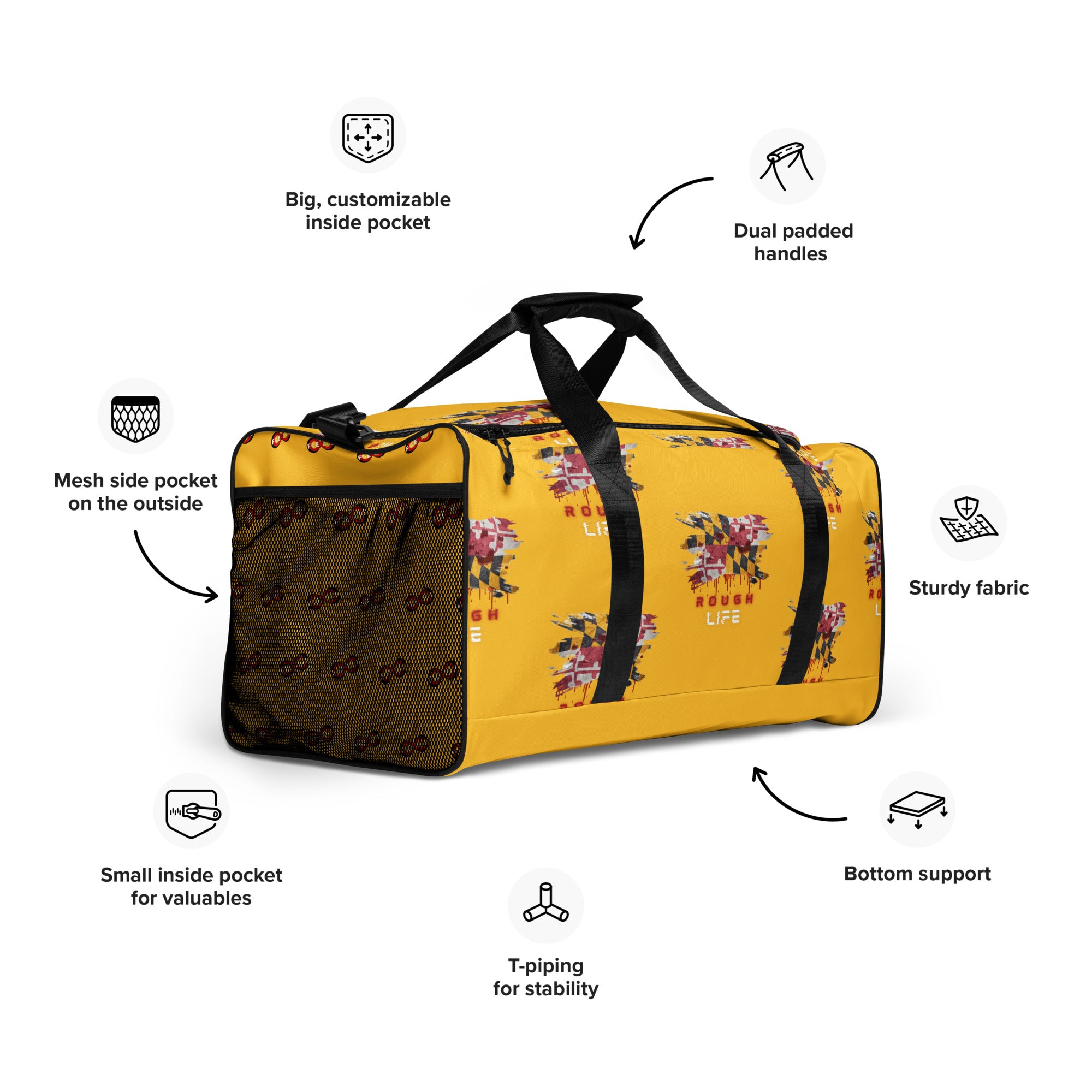 MD RL Flag - BFW Yellow Duffle bag