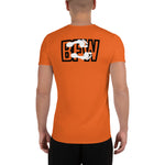 Load image into Gallery viewer, Black &amp; Silver logo BFW Footprints - Orange Men&#39;s Athletic T-shirt
