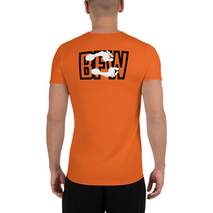 Black & Silver logo BFW Footprints - Orange Men's Athletic T-shirt