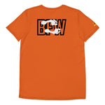 Load image into Gallery viewer, Black &amp; Silver logo BFW Footprints - Orange Men&#39;s Athletic T-shirt
