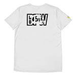 Load image into Gallery viewer, Black &amp; Silver logo BFW Footprints - White Men&#39;s Athletic T-shirt
