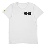 Load image into Gallery viewer, Black &amp; Silver logo BFW Footprints - White Men&#39;s Athletic T-shirt
