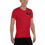 Load image into Gallery viewer, Black &amp; Silver logo BFW Footprints - Red Men&#39;s Athletic T-shirt
