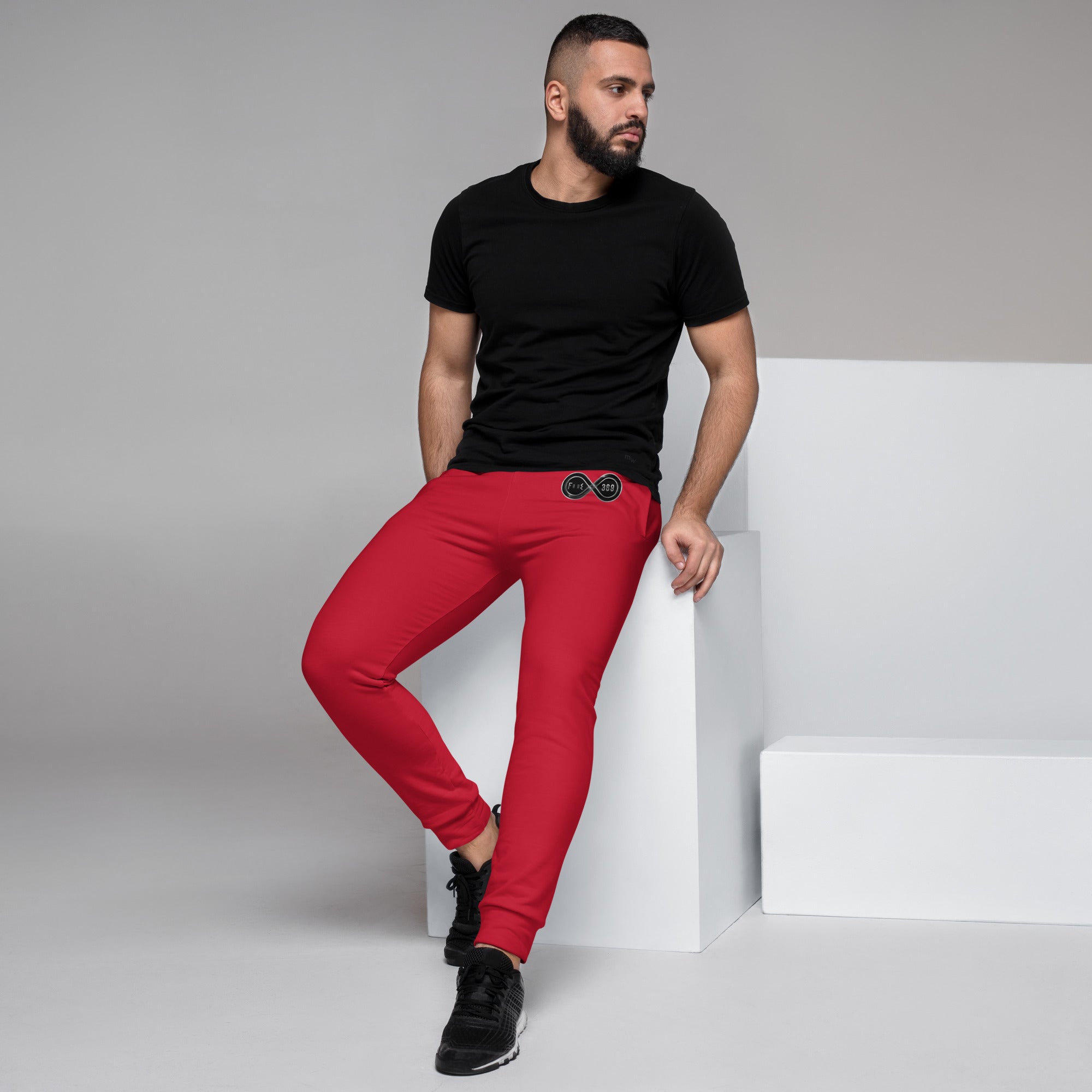 Black & Silver logo BFW Footprints - Red Men's Joggers