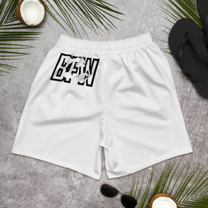 Black & Silver Logo BFW Footprints - White Men's Athletic Shorts