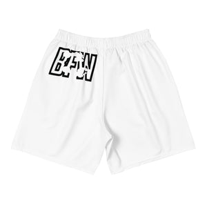 Black & Silver Logo BFW Footprints - White Men's Athletic Shorts