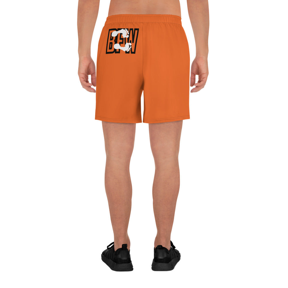 Black & Silver Logo BFW Footprints - Orange Men's Athletic Shorts