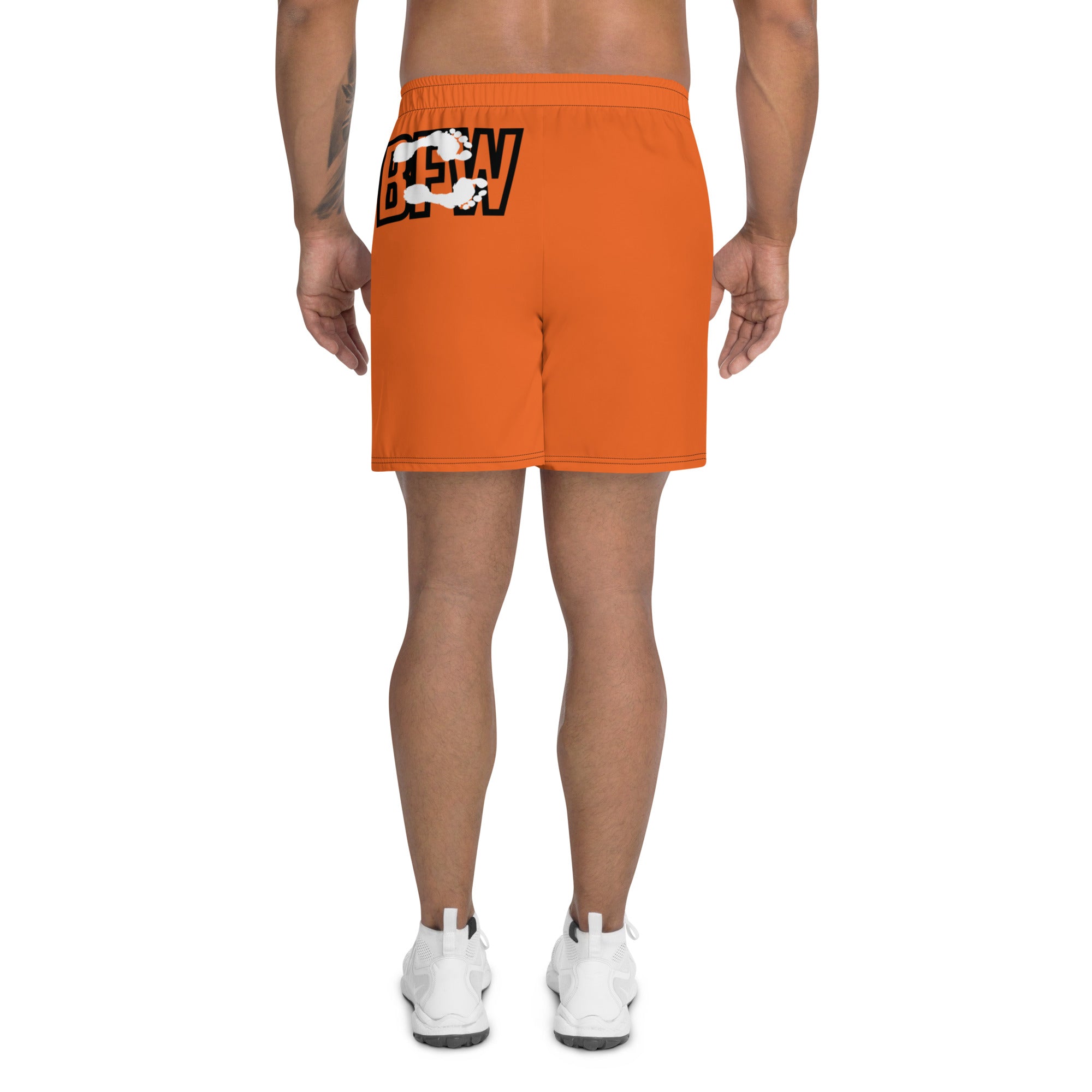 Black & Silver Logo BFW Footprints - Orange Men's Athletic Shorts