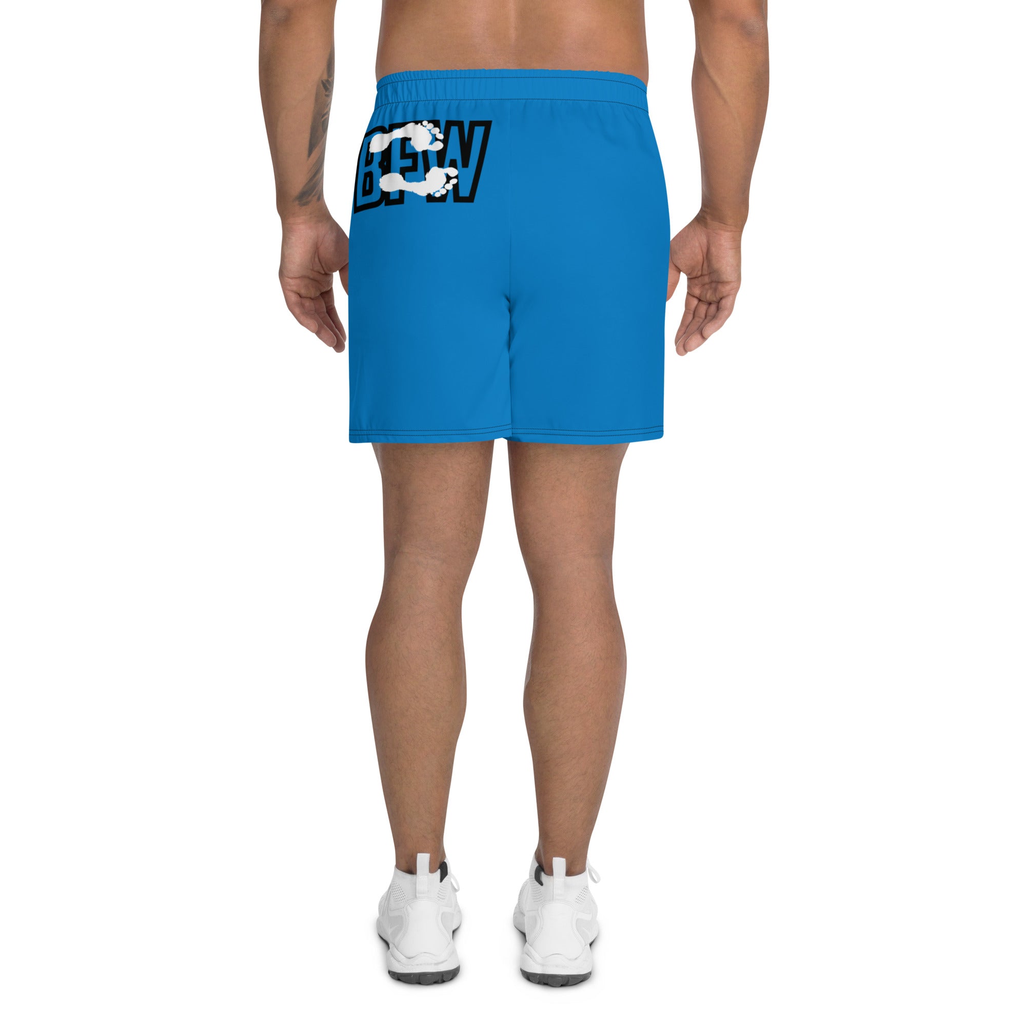 Black & Silver Logo BFW Footprints - Blue Men's Athletic Shorts