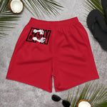 Load image into Gallery viewer, Black &amp; Silver Logo BFW Footprints - Red Men&#39;s Athletic Shorts
