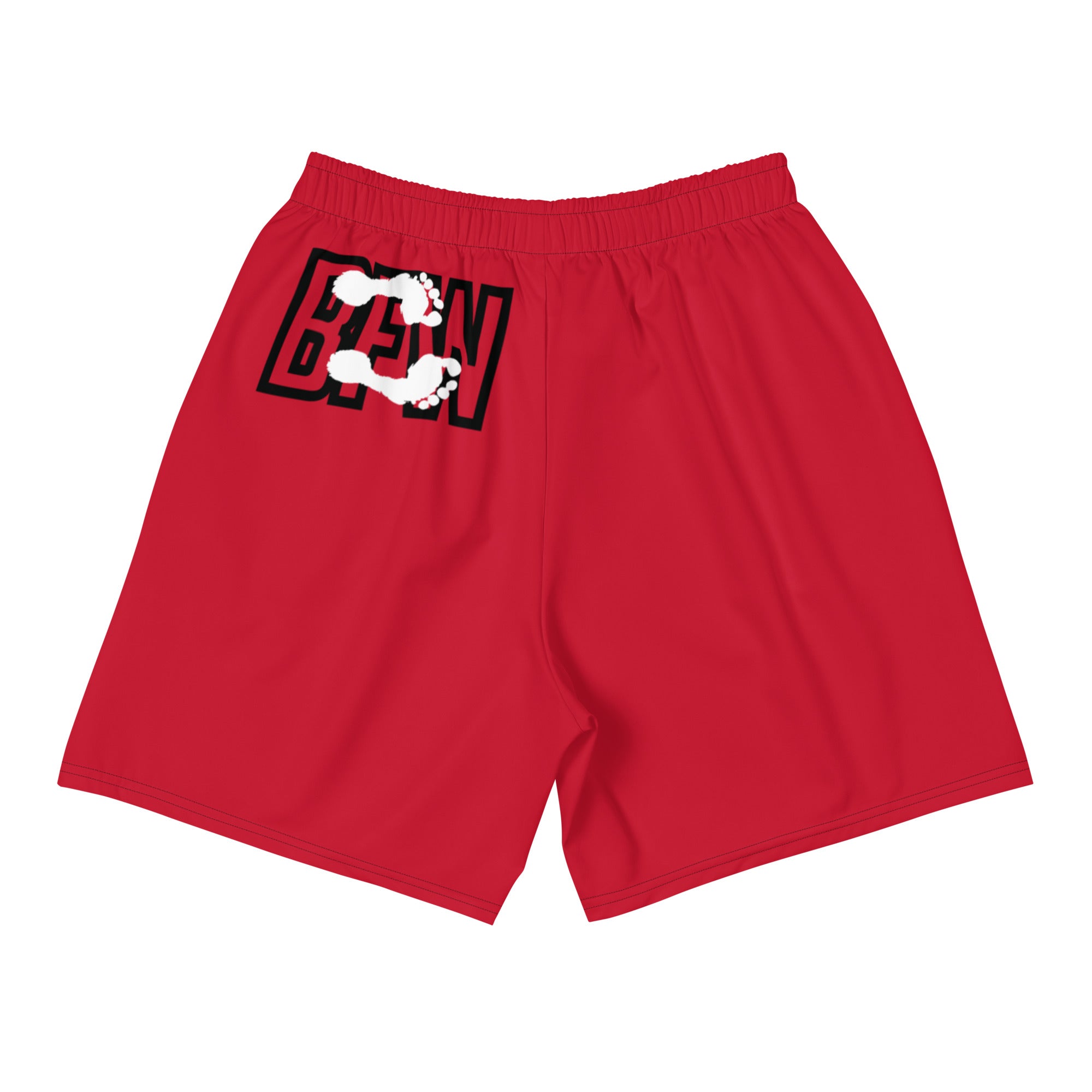 Black & Silver Logo BFW Footprints - Red Men's Athletic Shorts