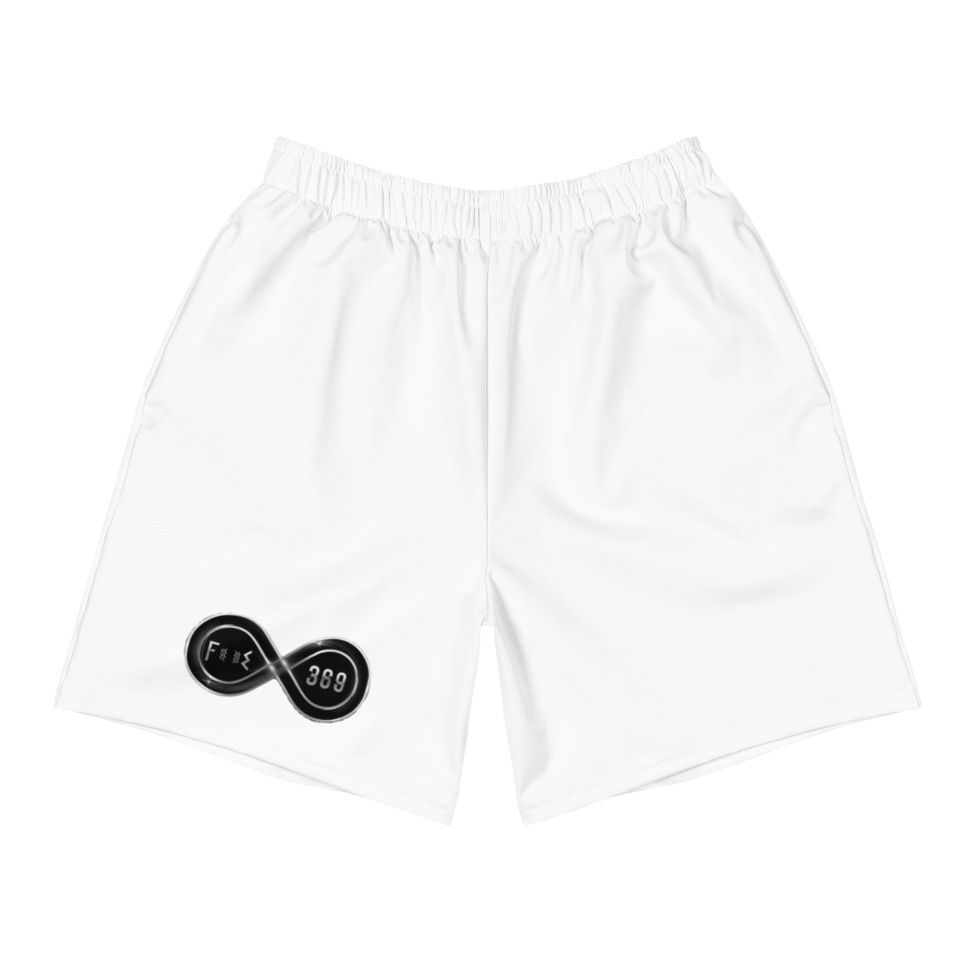 Black & Silver Logo BFW Footprints - White Men's Athletic Shorts