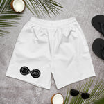 Load image into Gallery viewer, Black &amp; Silver Logo BFW Footprints - White Men&#39;s Athletic Shorts
