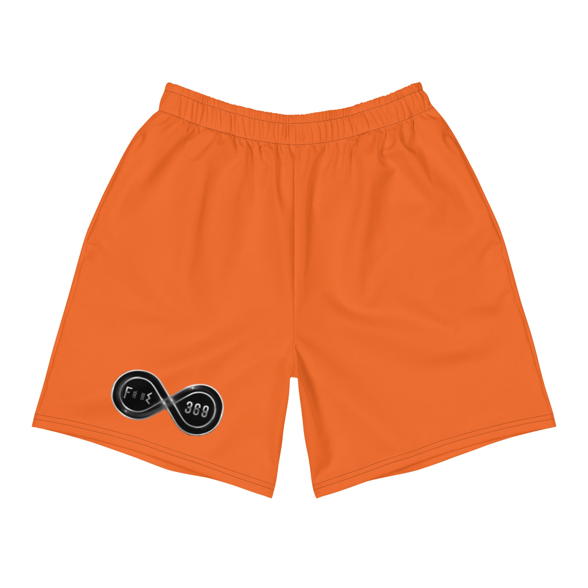 Black & Silver Logo BFW Footprints - Orange Men's Athletic Shorts