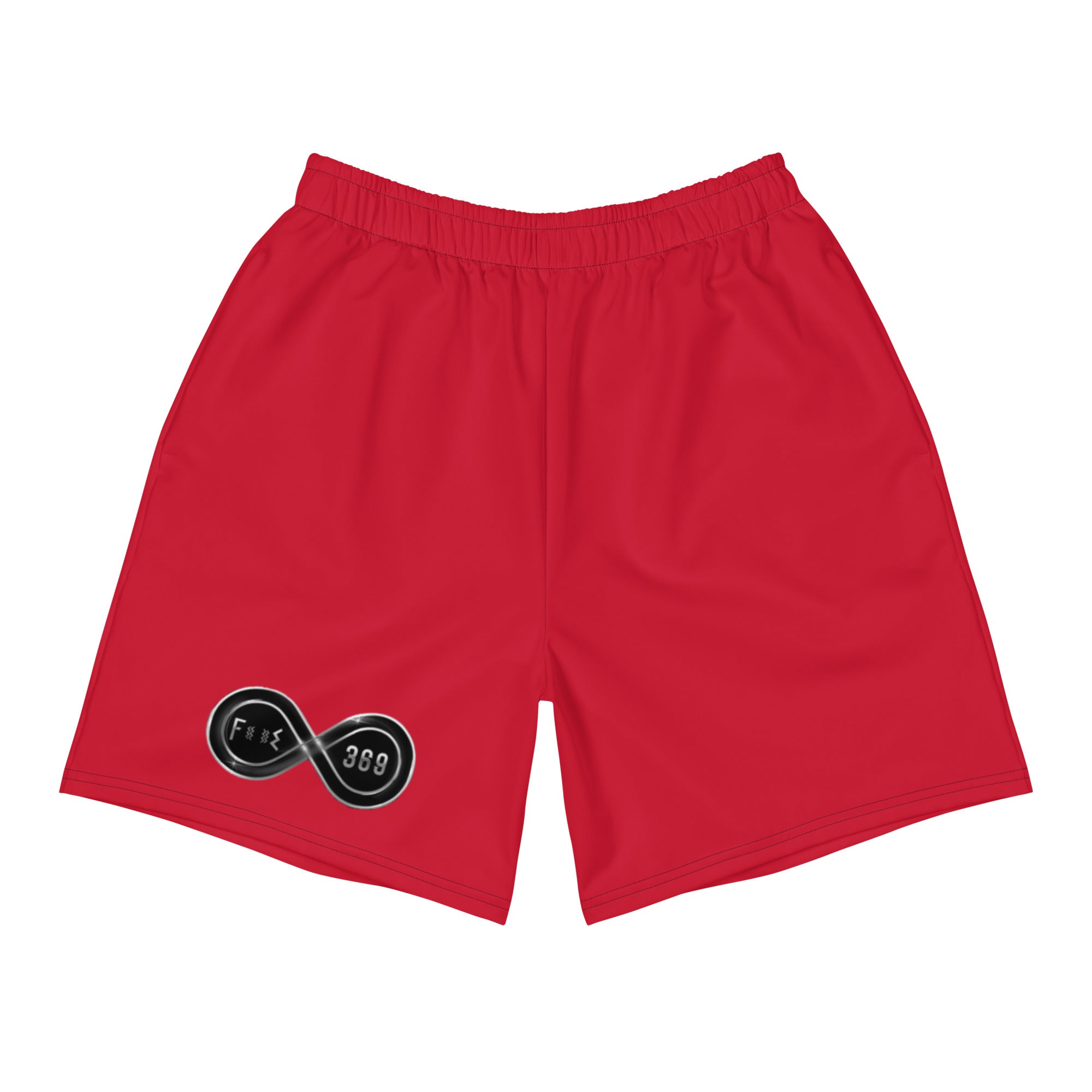 Black & Silver Logo BFW Footprints - Red Men's Athletic Shorts