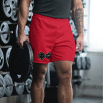 Load image into Gallery viewer, Black &amp; Silver Logo BFW Footprints - Red Men&#39;s Athletic Shorts
