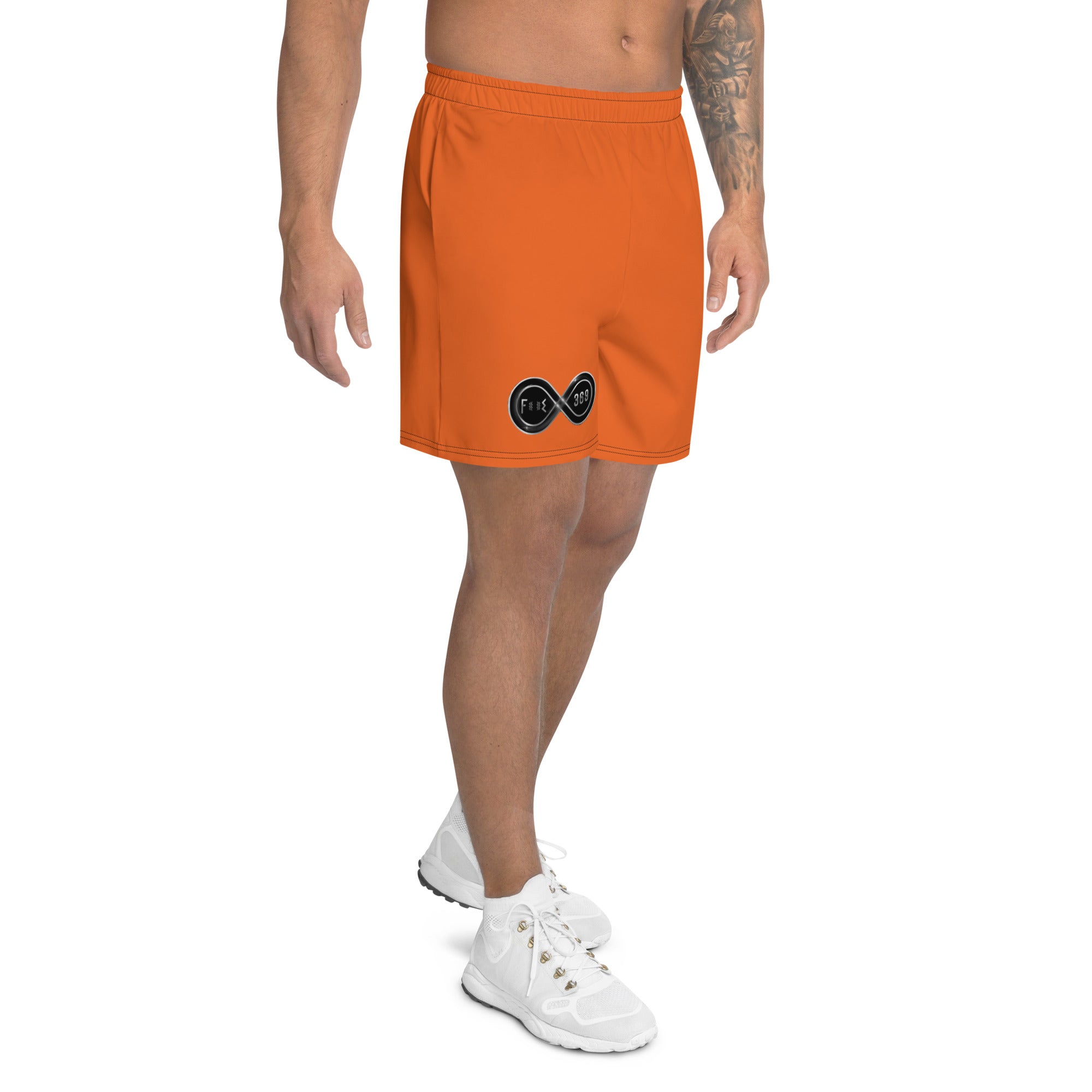 Black & Silver Logo BFW Footprints - Orange Men's Athletic Shorts