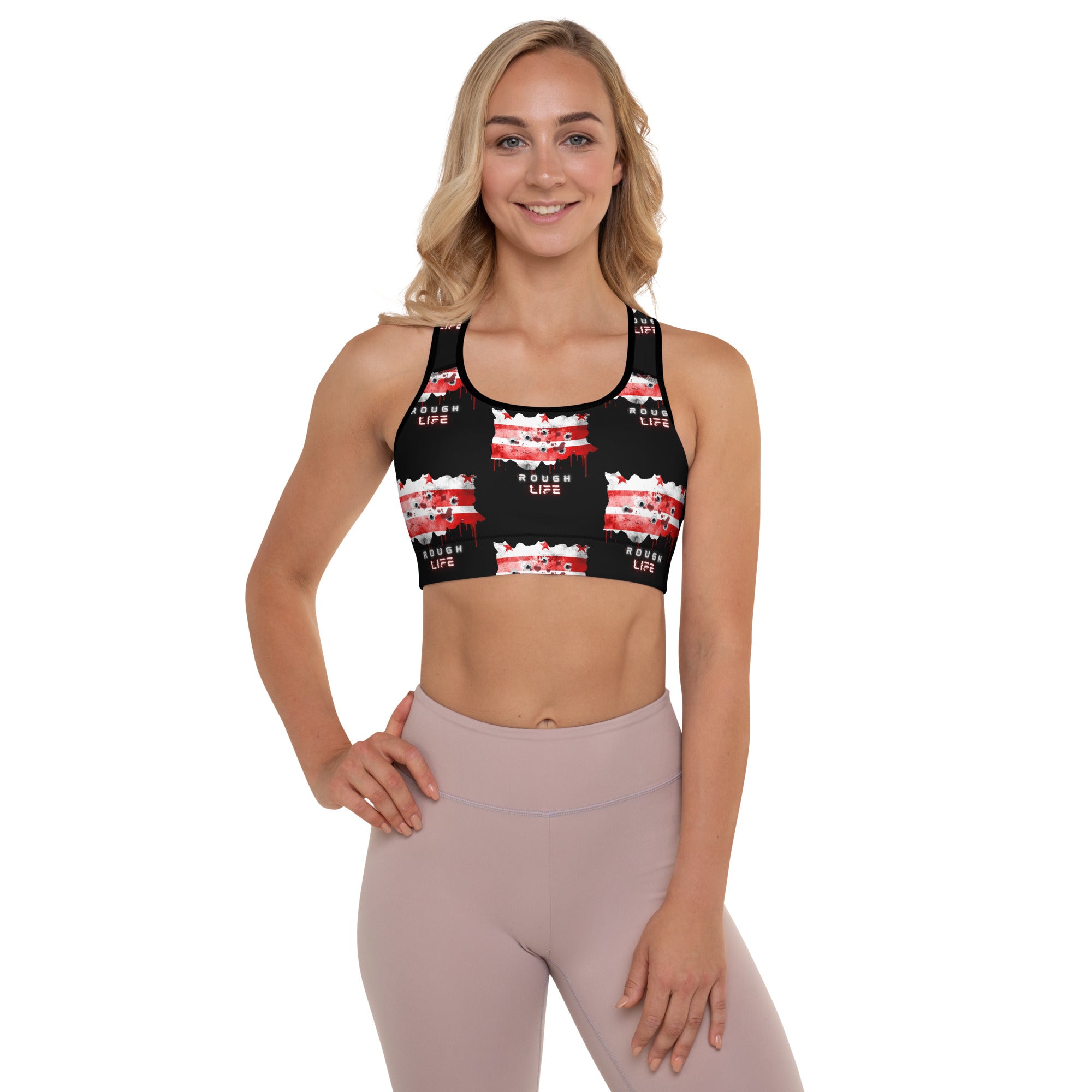 DC RL FLAG - BFW Black Padded Sports Bra