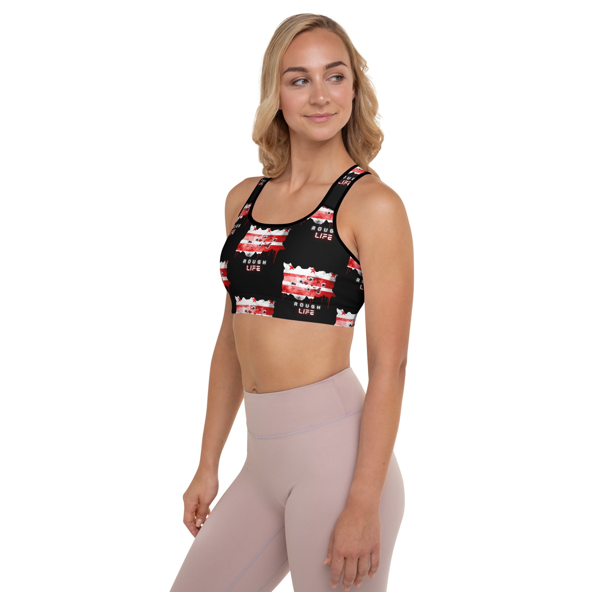 DC RL FLAG - BFW Black Padded Sports Bra