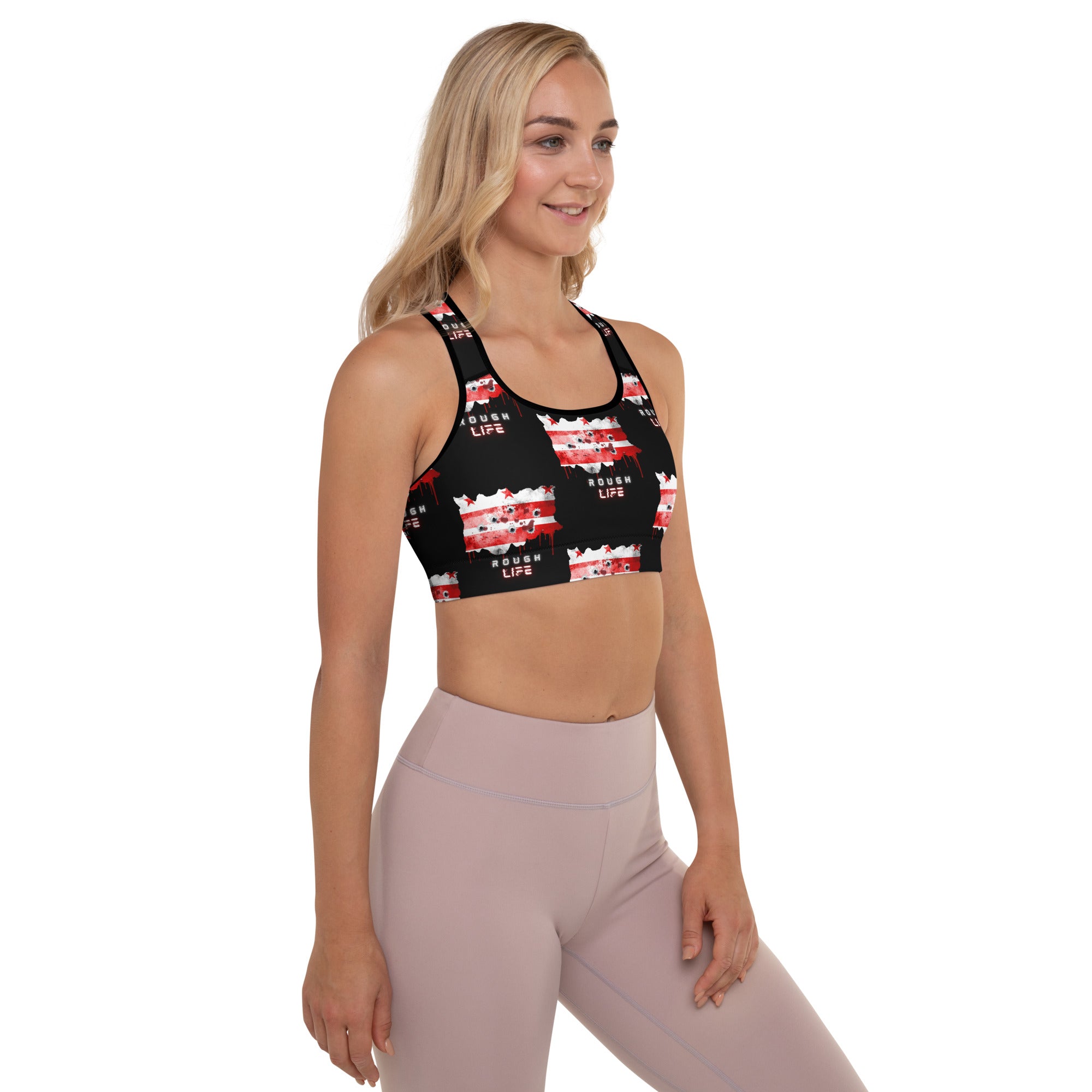 DC RL FLAG - BFW Black Padded Sports Bra