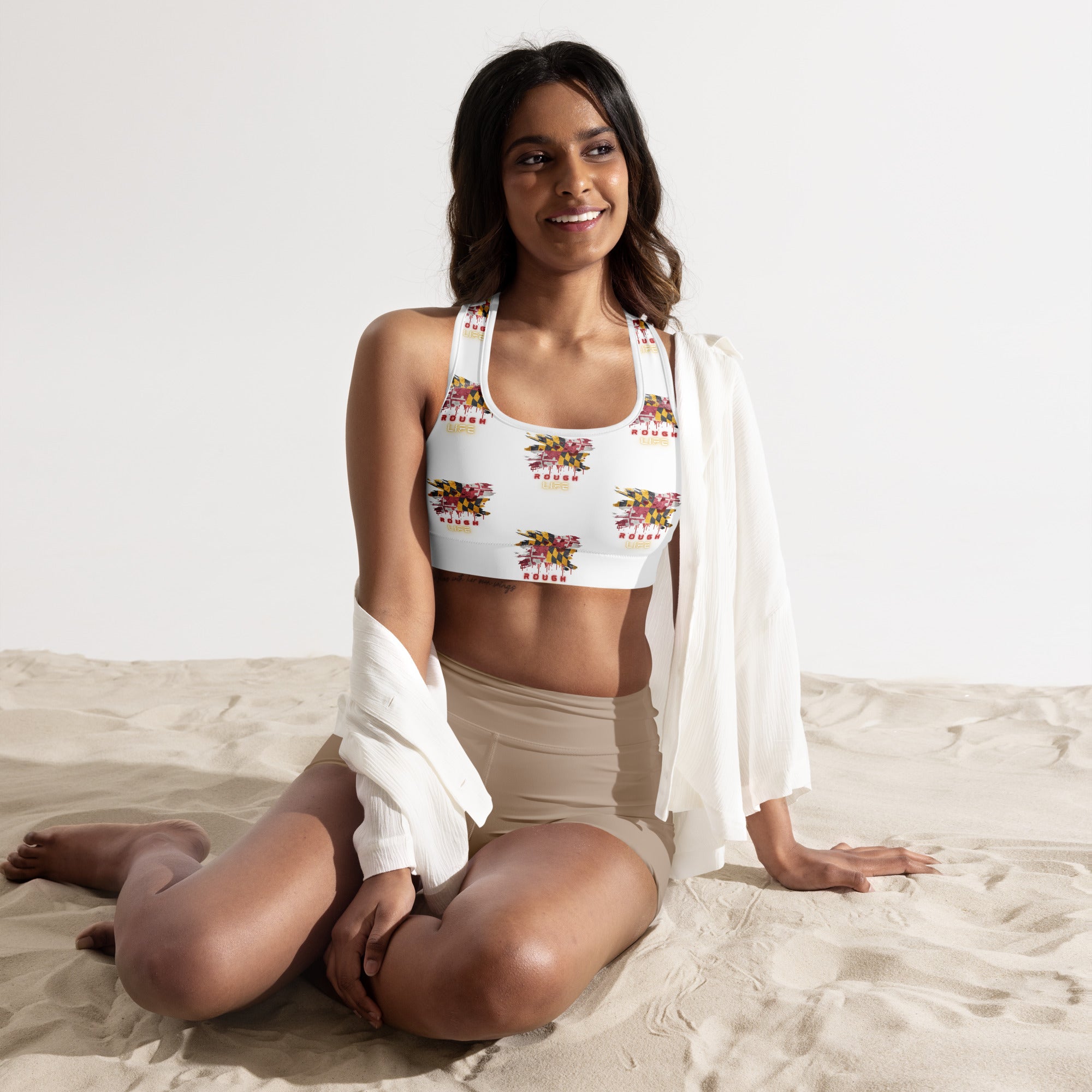 MD RL FLAG - BFW White Padded Sports Bra