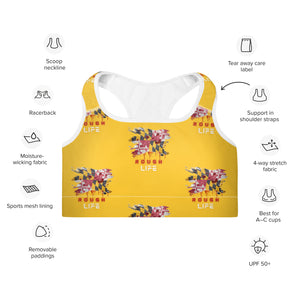 MD RL FLAG - BFW Yellow Padded Sports Bra