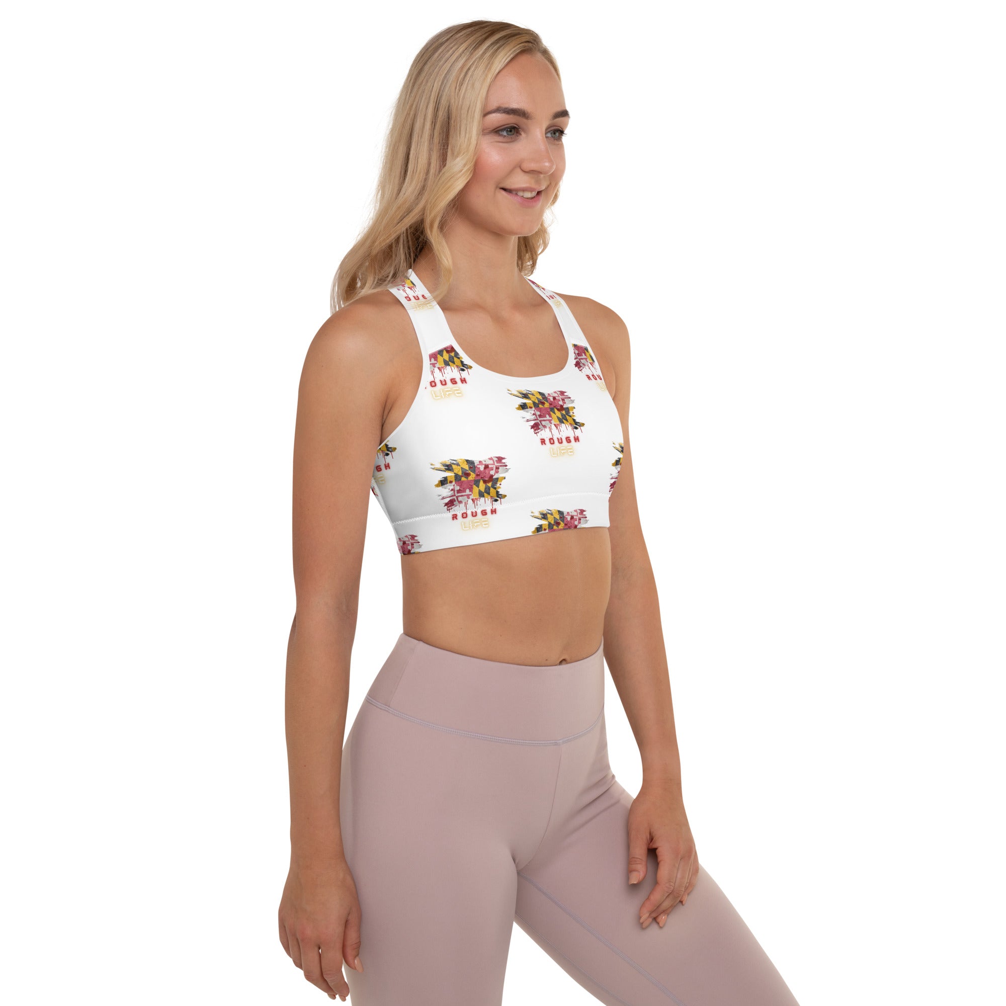 MD RL FLAG - BFW White Padded Sports Bra