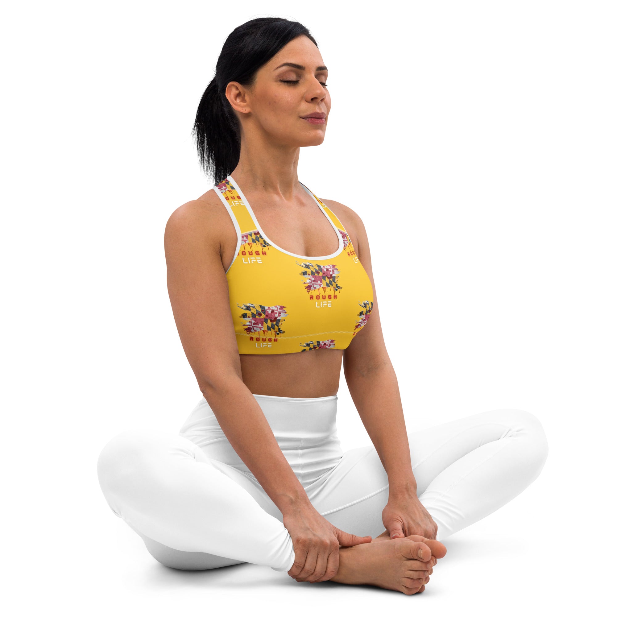 MD RL FLAG - BFW Yellow Padded Sports Bra