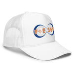 Load image into Gallery viewer, IPO Blue, White &amp; Orange - BFW Bubble Logo Foam trucker hat
