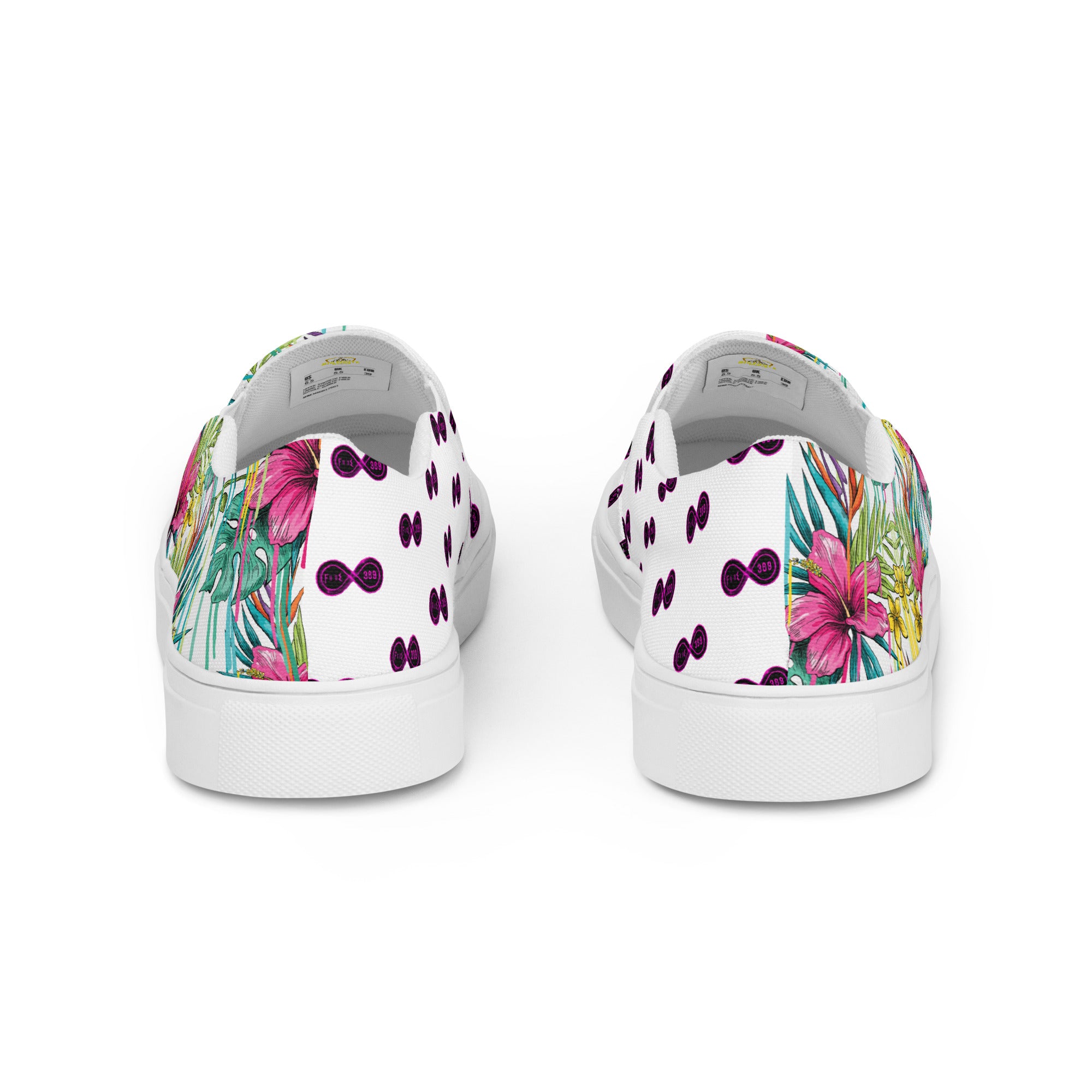 Pink Flower - BFW White Women’s slip-on canvas shoes