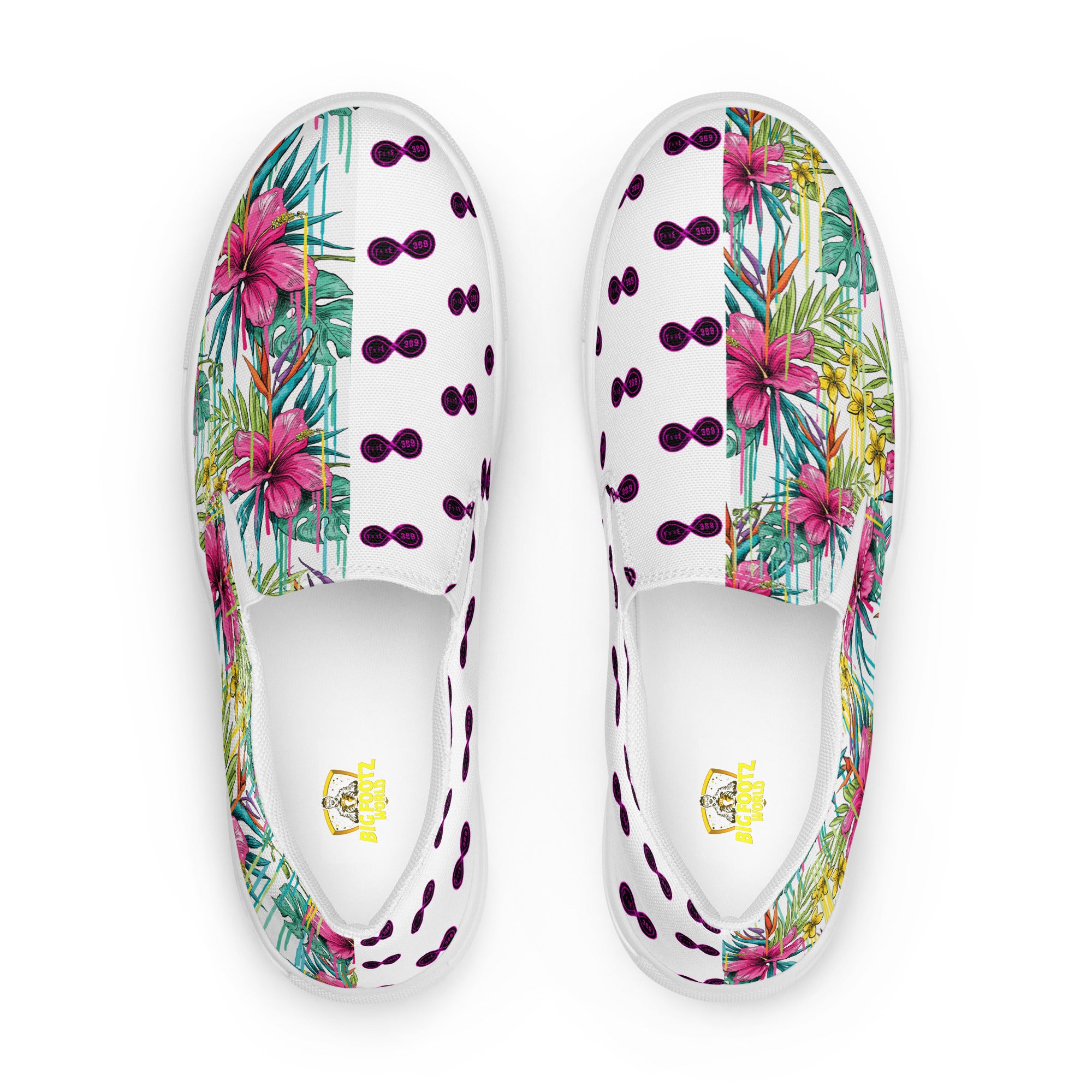 Pink Flower - BFW White Women’s slip-on canvas shoes