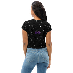 Purple & Yellow BFW Bubble Logo - Stars Crop Tee