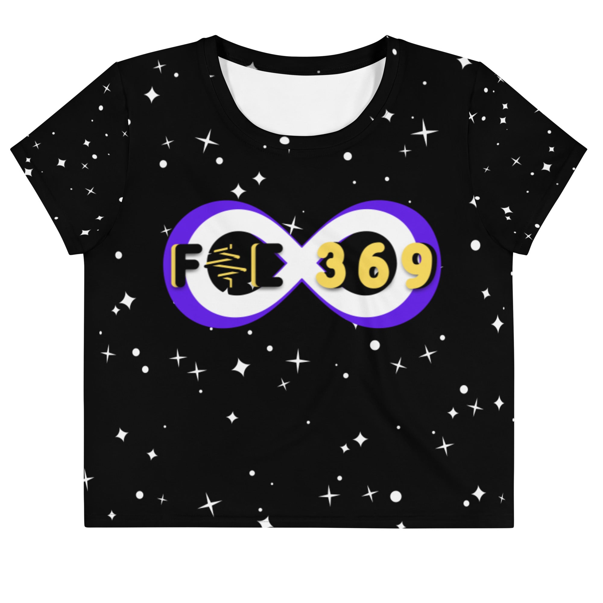 Purple & Yellow BFW Bubble Logo - Stars Crop Tee