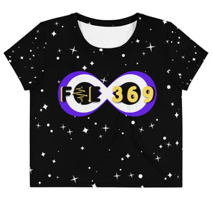 Purple & Yellow BFW Bubble Logo - Stars Crop Tee