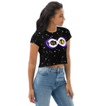 Load image into Gallery viewer, Purple &amp; Yellow BFW Bubble Logo - Stars Crop Tee
