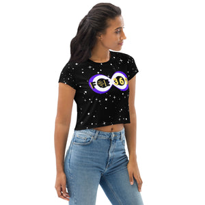 Purple & Yellow BFW Bubble Logo - Stars Crop Tee