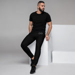 Load image into Gallery viewer, Black &amp; Silver logo BFW Footprints - Black Men&#39;s Joggers
