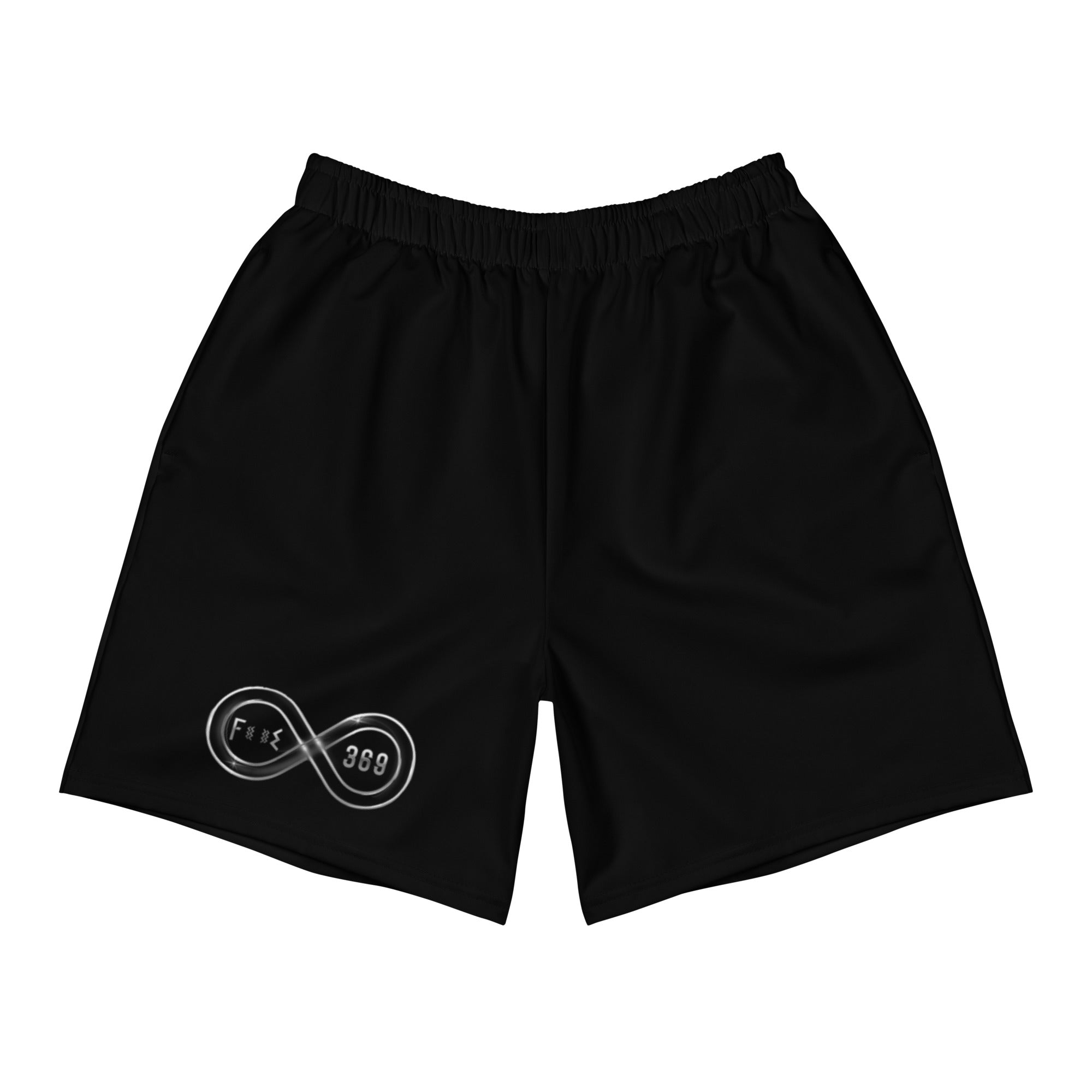 Black & Silver Logo BFW Footprints - Black Men's Athletic Shorts