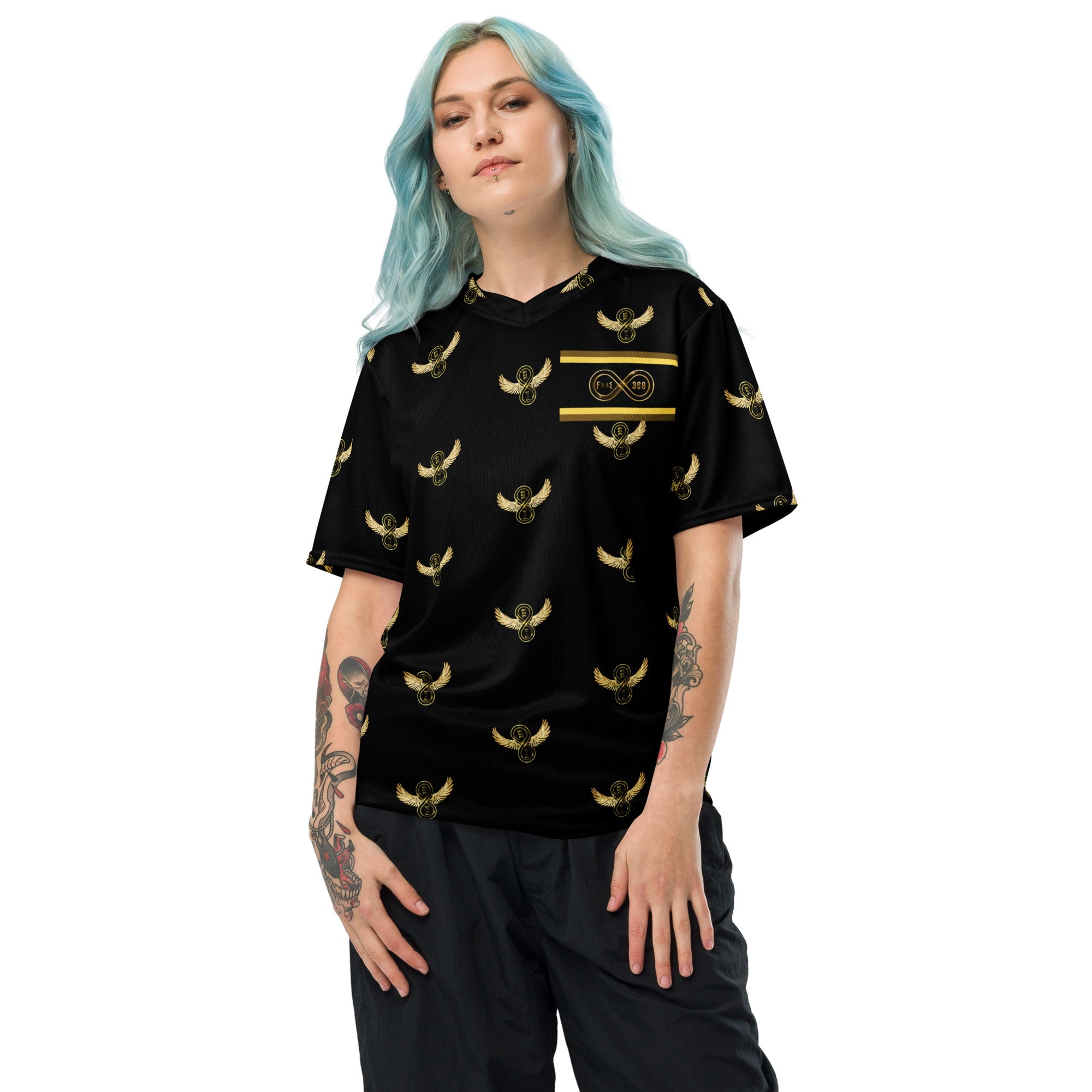 Golden Steppers / Black - BFW Lay Around unisex sports jersey