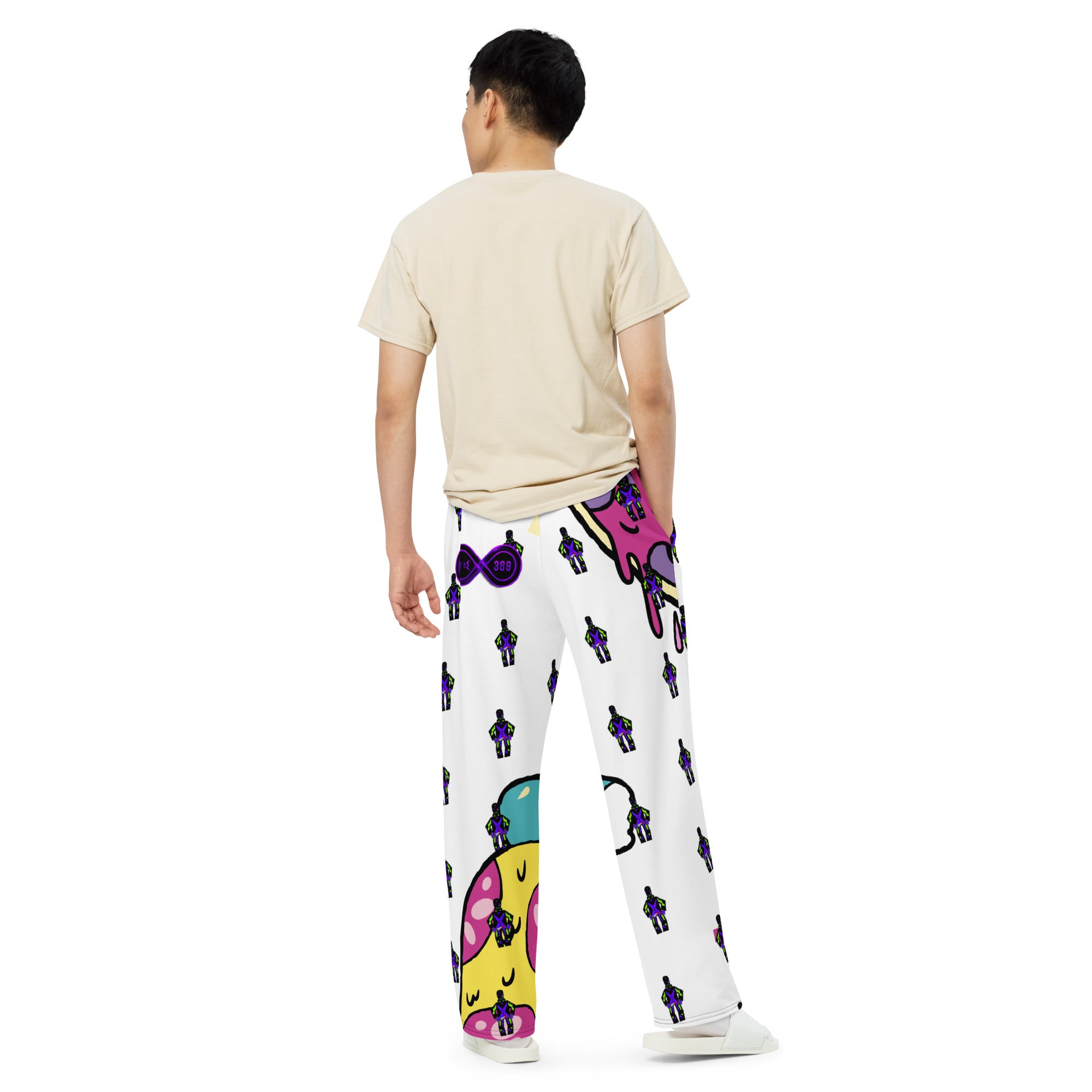 Killer Pizza / White - BFW Lay Around unisex wide-leg pants