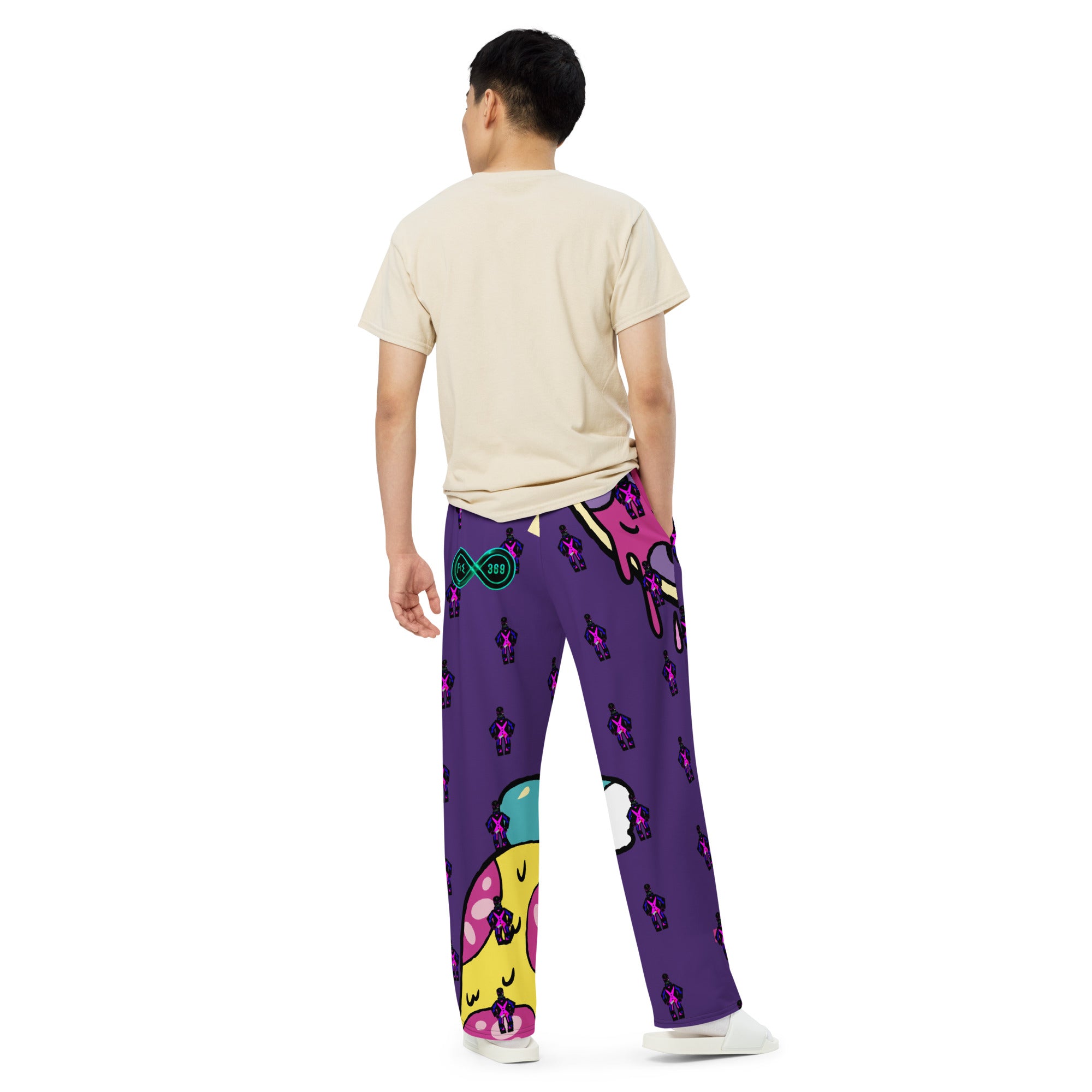 Killer Pizza / Purple - BFW Lay Around unisex wide-leg pants