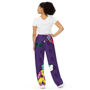 Killer Pizza / Purple - BFW Lay Around unisex wide-leg pants