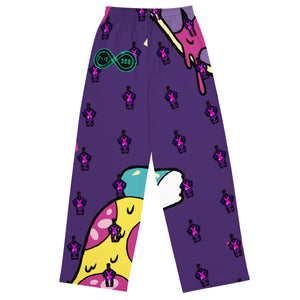 Killer Pizza / Purple - BFW Lay Around unisex wide-leg pants