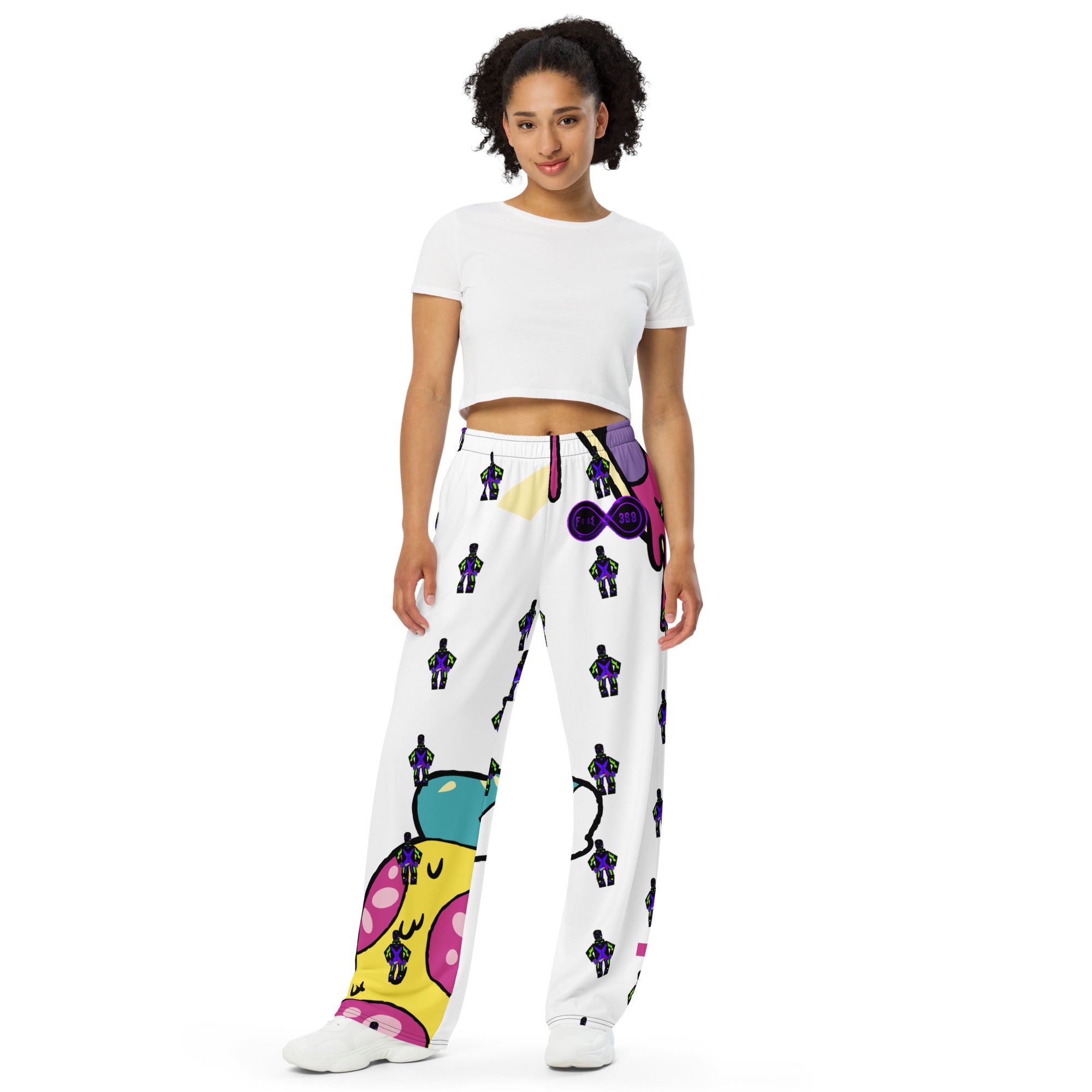 Killer Pizza / White - BFW Lay Around unisex wide-leg pants