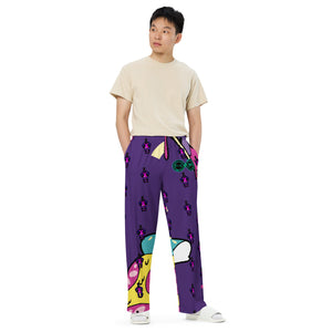 Killer Pizza / Purple - BFW Lay Around unisex wide-leg pants