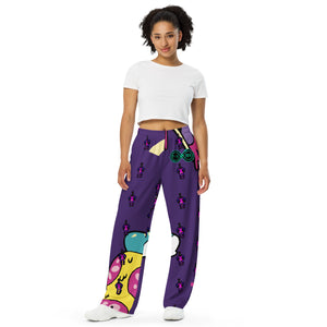 Killer Pizza / Purple - BFW Lay Around unisex wide-leg pants